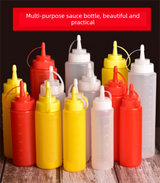3 PCS Squeeze Sauce Bottles 300ml Plastic Condiment Dispensers for Kitchen BBQ & Cafe Refillable Ketchup Mustard Containers White&Red&Yellow