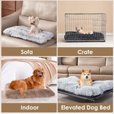 Luxury Long Plush Pet Bed Mat Faux Fur Crate Pad 95x65cm Creamy White Soft Warm Cushion for Large Dogs