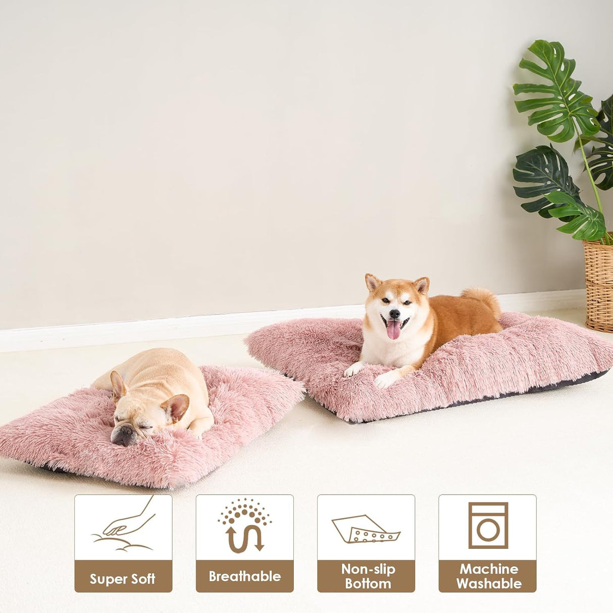 Luxury Long Plush Pet Bed Mat Faux Fur Crate Pad 110x75cm Brown XXL Soft Warm Cushion for Giant Dogs