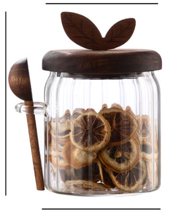 500ml Premium Borosilicate Glass Storage Jar with Acacia Wood Lid & Integrated Spoon
