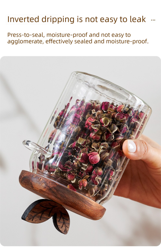 500ml Premium Borosilicate Glass Storage Jar with Acacia Wood Lid & Integrated Spoon