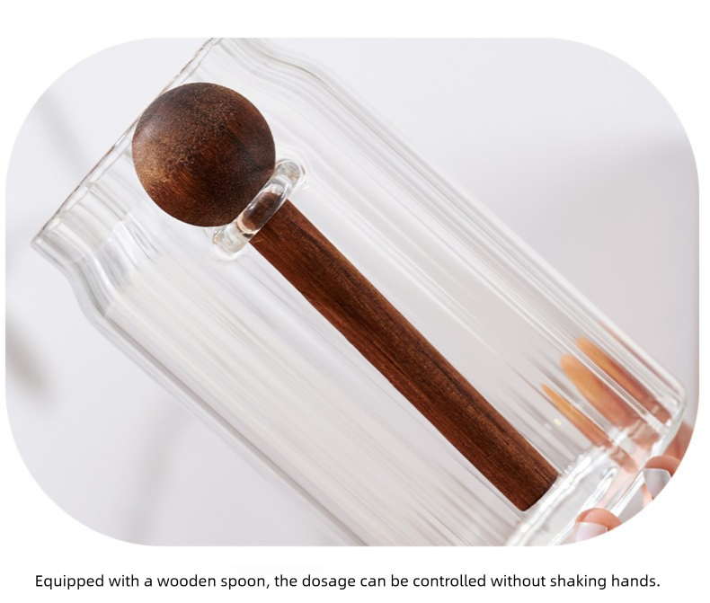 500ml Premium Borosilicate Glass Storage Jar with Acacia Wood Lid & Integrated Spoon