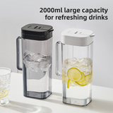 White 2000ML Leak-Proof Flip-Top Cool Water Pitcher for Refrige Door - Cold/Heat-Resistant Stylish Iced Tea Fruit Infuser Kettle