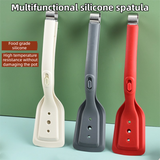 2-in-1 White Silicone Spatula Tongs with Locking Clip & Oil Drainage - Non-Stick Heat Resistant Food Flipper & Kitchen Clamp