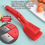 2-in-1 Marble Pattern Silicone Spatula Tongs with Locking Clip & Oil Drainage - Non-Stick Heat Resistant Food Flipper & Kitchen Clamp