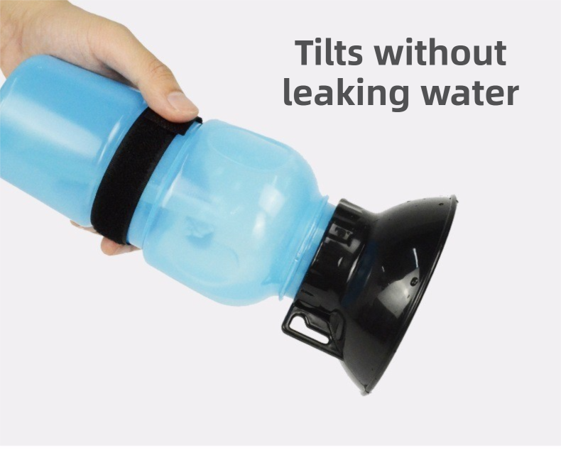 Blue 500ML Portable Pet Dog Water Bottle with 10cm Wide Bowl - Leakproof Travel Drinker for Outdoor Walking and Hiking
