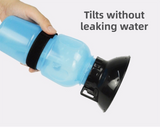 Blue 500ML Portable Pet Dog Water Bottle with 10cm Wide Bowl - Leakproof Travel Drinker for Outdoor Walking and Hiking