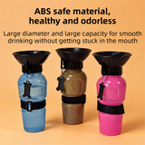 Pink 500ML Portable Pet Dog Water Bottle with 10cm Wide Bowl - Leakproof Travel Drinker for Outdoor Walking and Hiking