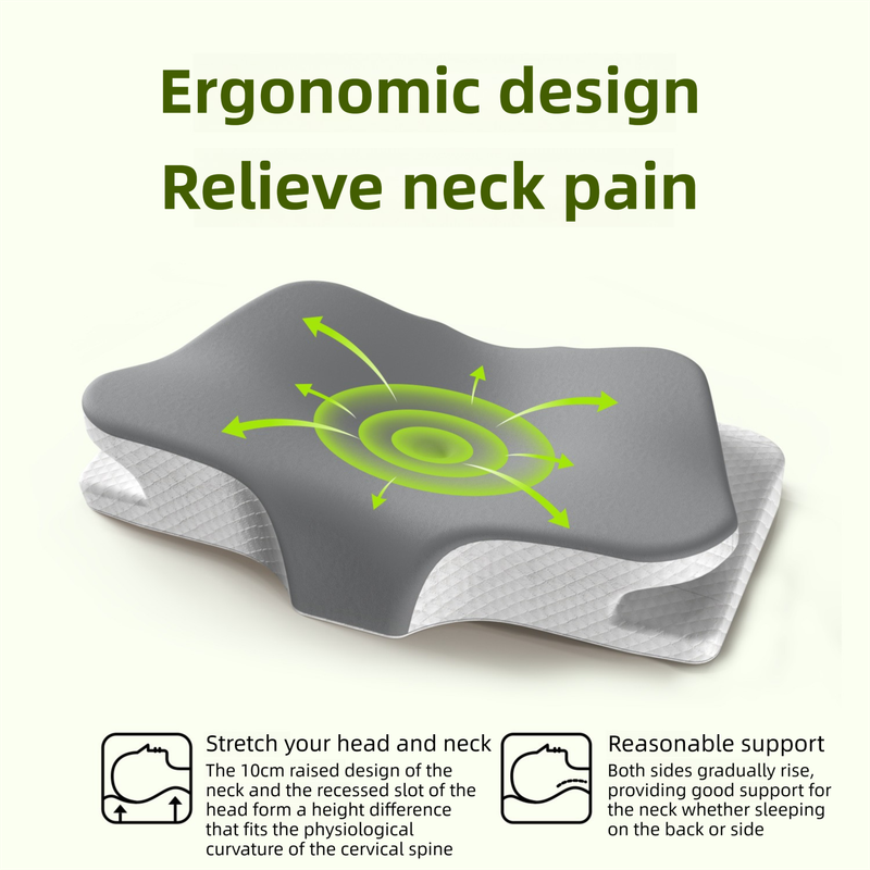 Blue Breathable Butterfly Contoured Memory Foam Pillow - Dual-Height Orthopedic Neck Pillow with 5-Zone Cervical Support