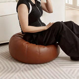 Brown Faux Leather Pumpkin Pouf Cover