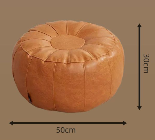 Brown Faux Leather Pumpkin Pouf Cover
