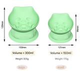 S Pink 2-Piece Elevated Silicone Pet Bowl Set - Slanted Neck Protection Cat Bowl with Anti-Slip Suction Base for Cats and Small Dogs