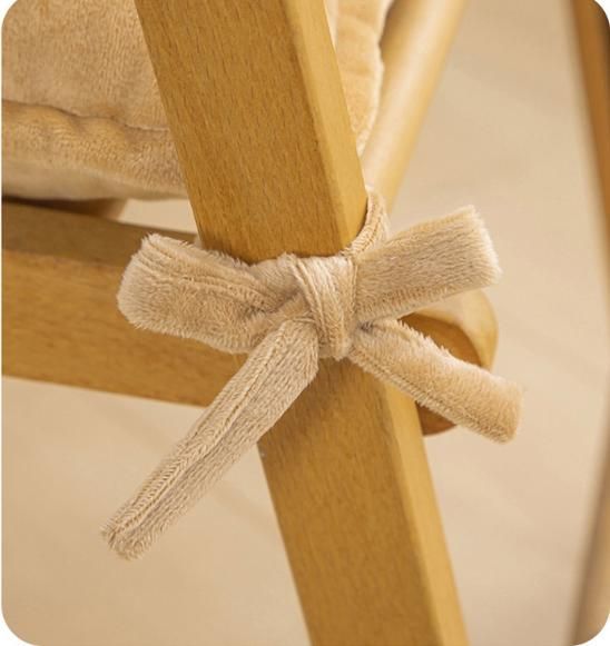 Orange Plush Tufted Chair Cushion – 45x45cm Square Seat Pad with Ties for Dining & Office (Machine Washable)
