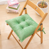 Light Green Plush Tufted Chair Cushion – 45x45cm Square Seat Pad with Ties for Dining & Office (Machine Washable)