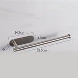 Silver Stainless Steel Kitchen Paper Holder with Adhesive Mounting – Under Cabinet Tissue Roll Rack for Paper Towels, Toilet Paper or Plastic Wrap