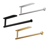 Gold Stainless Steel Kitchen Paper Holder with Adhesive Mounting – Under Cabinet Tissue Roll Rack for Paper Towels, Toilet Paper or Plastic Wrap