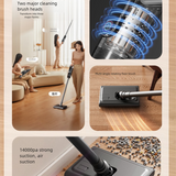 Black Wireless Stick Vacuum Cleaner with 14000Pa Suction, HEPA Filter & 350ml Water Tank for Wet Dry Cleaning, Ideal for Home Use