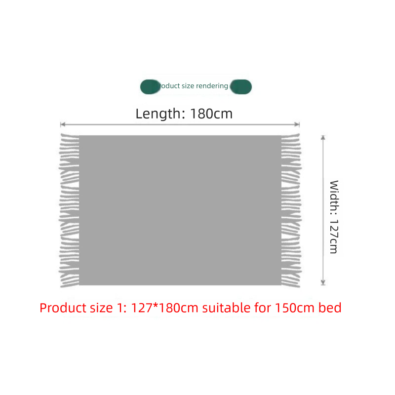 Beige Nordic Minimalist Knit Throw Blanket – 127×180cm Lightweight, Soft & Breathable Fleece-like Fabric with Tassel Edges for Sofa, Bed, Yoga & Air Conditioning Use