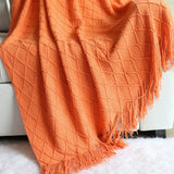 Orange-red Nordic Minimalist Knit Throw Blanket – 127×180cm