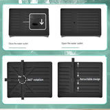 Black Foldable Dish Rack with Drain Tray, Knife & Chopstick Holder, Cup Rack, and Cutting Board Support – 42cm x 29cm x 29cm, Easy-Install Kitchen Storage Organizer for Plates, Bowls, Glasses, and Utensils