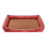 Red Rectangular Pet Bed with Removable Cooling Mat – Durable 600D Oxford Fabric Dog & Cat Bed, High-Rebound PP Cotton Filling, Non-Slip Base, for Medium to Large Breeds, Includes Free Cooling Pad(Size:S)