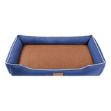 Blue Rectangular Pet Bed with Removable Cooling Mat – Durable 600D Oxford Fabric Dog & Cat Bed, High-Rebound PP Cotton Filling, Non-Slip Base, for Medium to Large Breeds, Includes Free Cooling Pad(Size:M)