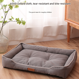Grey Rectangular Pet Bed with Removable Cooling Mat – Durable 600D Oxford Fabric Dog & Cat Bed, High-Rebound PP Cotton Filling, Non-Slip Base, for Medium to Large Breeds, Includes Free Cooling Pad(Size:L)