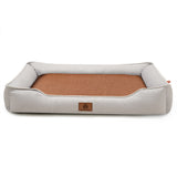 Light grey Rectangular Pet Bed with Removable Cooling Mat – Durable 600D Oxford Fabric Dog & Cat Bed, High-Rebound PP Cotton Filling, Non-Slip Base, for Medium to Large Breeds, Includes Free Cooling Pad(Size:L)