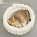 Grey Plush Round Pet Bed with Removable Cushion M Size, Thickened Warm Dog and Cat Nest for Small to Medium Pets, Cozy and Soft Sleeping Space for Home Use(Cut-out version)