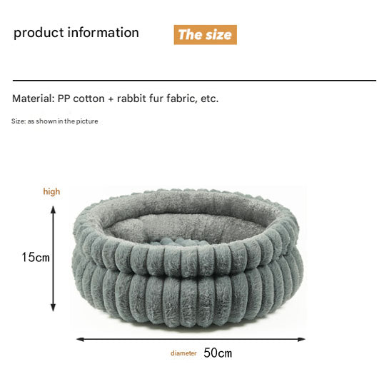 Pink Plush Round Pet Bed with Removable Cushion M Size, Thickened Warm Dog and Cat Nest for Small to Medium Pets, Cozy and Soft Sleeping Space for Home Use(Cut-out version)