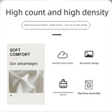 Baolan Light Grey Washed Cotton Bedding Set - Solid Color Fitted Sheet Style, 4-Piece Set for 1.5m Bed, Includes 10 Random Color Quilt Fasteners(1.5m)