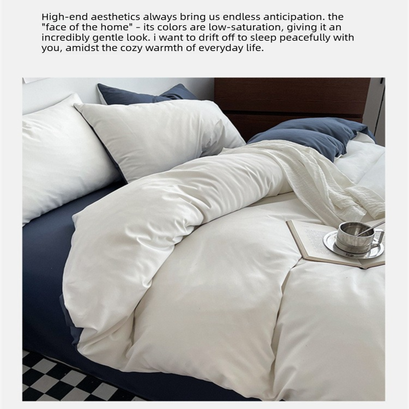 Baolan Light Grey Washed Cotton Bedding Set - Solid Color Fitted Sheet Style, 4-Piece Set for 1.5m Bed, Includes 10 Random Color Quilt Fasteners(1.5m)