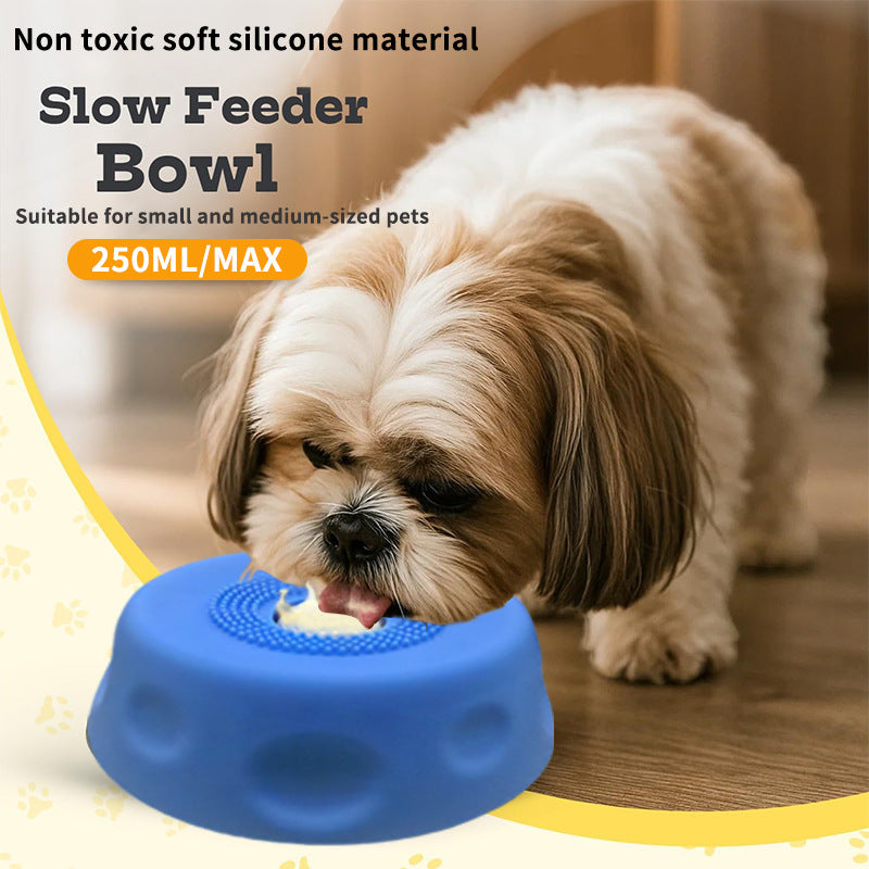 Black Silicone Dog Liquid Lick Bowl with Floating Fun Ball - Interactive Slow Feeder & Anti-Slip Calming Pet Bowl for Dogs and Cats