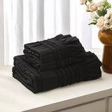Black Elegant Ruffle Seersucker Duvet Cover with 2PCS Pillow Shams - 3-Piece Vertical Stripe Clipped Floral Textured Bedding (King Size 264 x 229 CM)