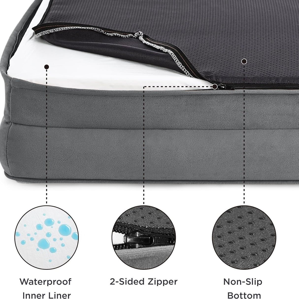 Grey Waterproof Therapeutic Pet Sofa Bed XL - Removable Cover