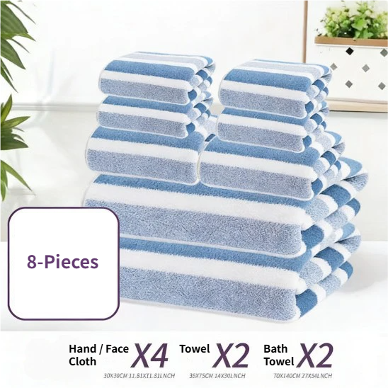 8-Piece Green Luxury Coral Fleece Towel & Bath Sheet Set