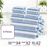 8-Piece Green Luxury Coral Fleece Towel & Bath Sheet Set