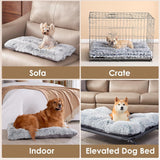 110 x 75 CM Winter Long Plush Dog Bed for Large Dogs - 10CM Thickened Fluffy Faux Fur Pad - Calming Anti Anxiety Pet Cushion with Non-Slip Bottom, Removable & Washable Heavy Duty Bedding, Grey 2XL Size