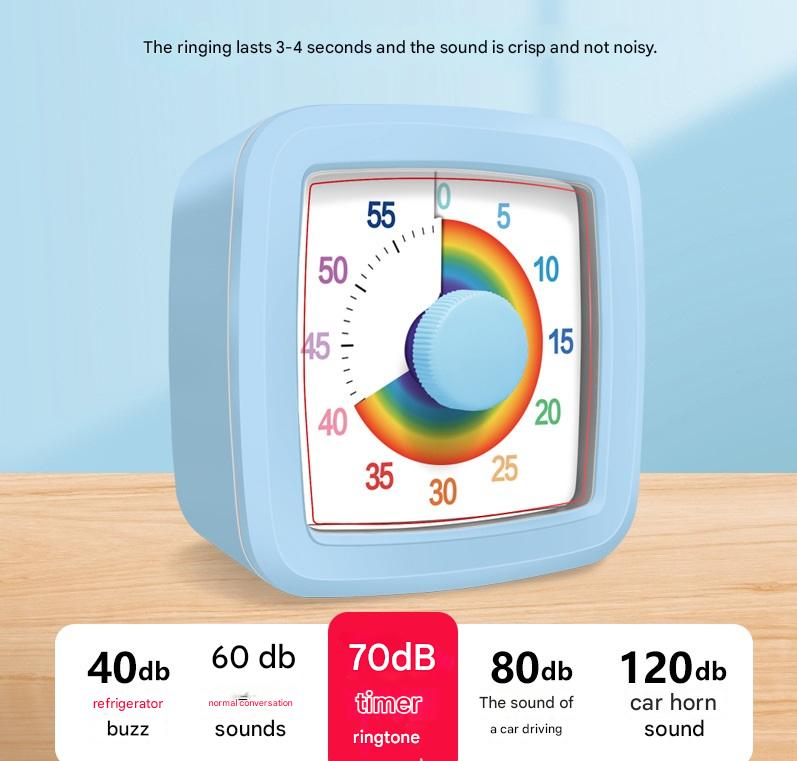 Orange Visual timer for children and the kitchen – a 60-minute rainbow countdown timer, silent operation, suitable for cooking, studying, and everyday tasks. Battery powered (batteries not included), made of ABS plastic
