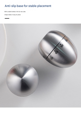 Egg Shape Stainless Steel Kitchen Timer Mechanical Cooking Timer -  Wind-Up 60 Minute Countdown Timer - Loud Ring 72dB Baking Tool with Non-Slip Base - Battery-Free Analog Timer for Home Office