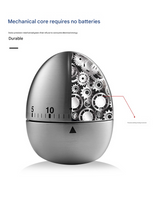 Egg Shape Stainless Steel Kitchen Timer Mechanical Cooking Timer -  Wind-Up 60 Minute Countdown Timer - Loud Ring 72dB Baking Tool with Non-Slip Base - Battery-Free Analog Timer for Home Office
