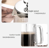 1000ML Double Wall Glass French Press Coffee Maker - Borosilicate Glass Coffee Plunger with 304 Stainless Steel Filter, Heat Resistant Vertical Ribbed Design for Home Brewing