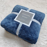 Blue 150*200cm Flannel Fleece Blanket - Quilted Diamond Pattern, Soft & Warm Polyester Throw for Office Nap, Sofa, Travel & Bed Use