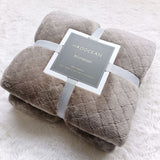 Brown 70*100cm Flannel Fleece Blanket - Quilted Diamond Pattern, Soft & Warm Polyester Throw for Office Nap, Sofa, Travel & Bed Use