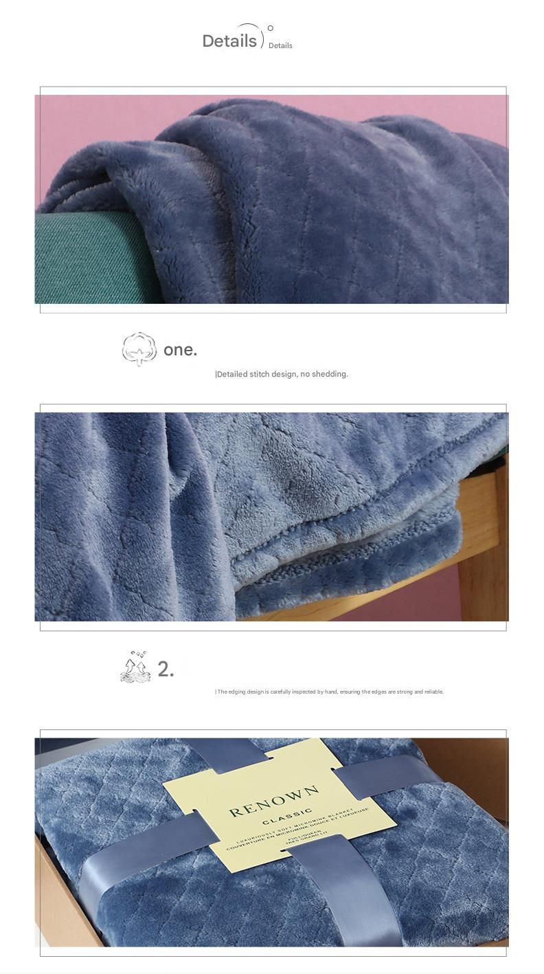 Green 130*150cm Flannel Fleece Blanket - Quilted Diamond Pattern, Soft & Warm Polyester Throw for Office Nap, Sofa, Travel & Bed Use