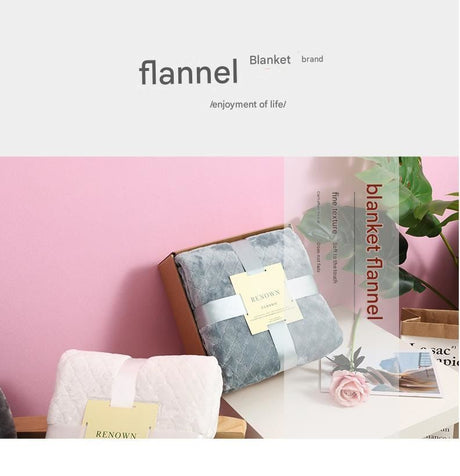 Green 150*200cm Flannel Fleece Blanket - Quilted Diamond Pattern, Soft & Warm Polyester Throw for Office Nap, Sofa, Travel & Bed Use