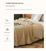 150*200cm Light tan Solid Colour Flannel Throw Blanket - Thick Double-Sided Fleece with Ribbed Texture - Soft throw blanket& Lightweight for Sofa, Bed, Office Nap, Air-Conditioned Rooms - Durable, Machine Washable, Non-Shedding