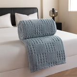 Blue-gray 100*150cm Thickened Double-Sided Plush Waffle Weave Throw Blanket - Anti-Static Taffeta Velvet & Flannel Fleece - Warm, Soft, Non-Shedding Blanket for Winter, Sofa, Bed & Office