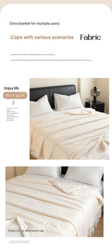 Blue-gray 180*200cm Thickened Double-Sided Plush Waffle Weave Throw Blanket - Anti-Static Taffeta Velvet & Flannel Fleece - Warm, Soft, Non-Shedding Blanket for Winter, Sofa, Bed & Office
