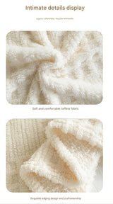 Beige 150*200cm Thickened Double-Sided Plush Waffle Weave Throw Blanket - Anti-Static Taffeta Velvet & Flannel Fleece - Warm, Soft, Non-Shedding Blanket for Winter, Sofa, Bed & Office